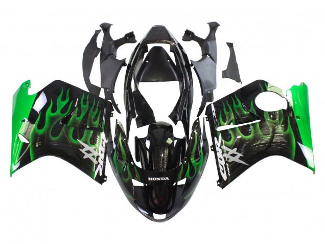 Carena Moto Honda CBR1100XX Blackbird 1996-2007 - Nero Lucido Verde Fiamma