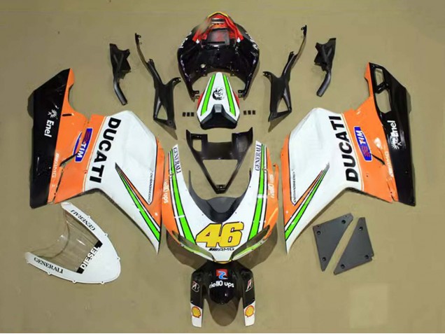 Carena Moto Ducati 848/1098/1198 2007-2014 - Bianco Arancia Verde Nero Lucido Tim 46