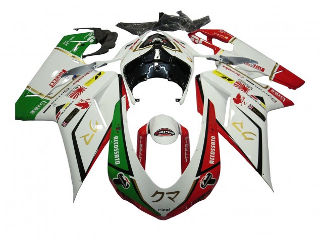 Carena Moto Ducati 848/1098/1198 2007-2014 - Bianco Rosso Verde Accossato