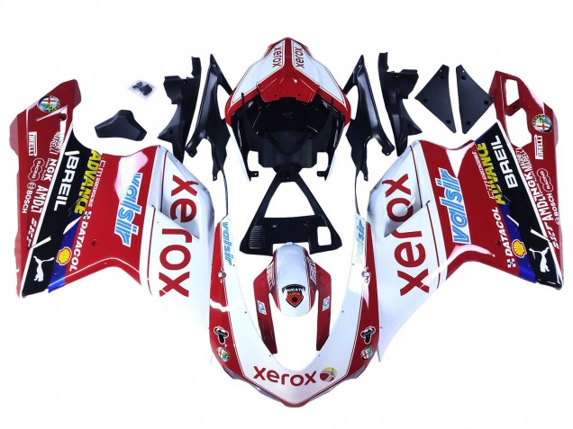 Carena Moto Ducati 848/1098/1198 2007-2014 - Bianco Rosso Nero Lucido Valsir Xerox