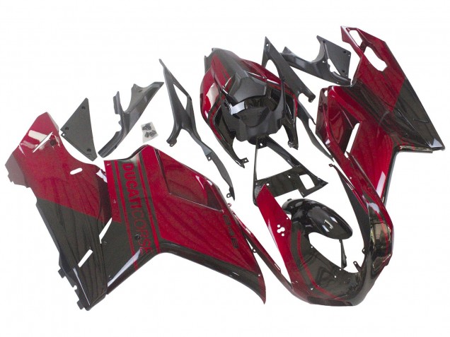 Carena Moto Ducati 848 2007-2014 - Rosso Nero Lucido