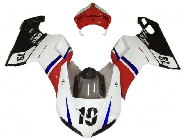Carena Moto Ducati 848/1098/1198 2007-2014 - Bianco Rosso Blu Nero Lucido 19