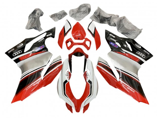 Carena Moto Ducati 1199 2011-2014 - Argento Rosso Nero Lucido