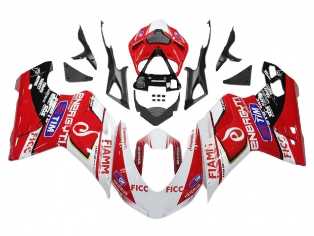 Carena Moto Ducati 1199 2011-2014 - Bianco Rosso Nero Lucido Ficc Fiamm