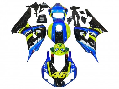 Carena Moto Honda CBR1000RR 2006-2007 - Blu Fluorescent Verde Nero Lucido Squalo 46
