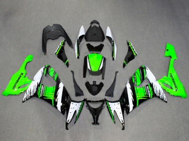 Carena Moto Kawasaki ZX10R 2008-2010 - Bianco Verde Nero Lucido Fiamma