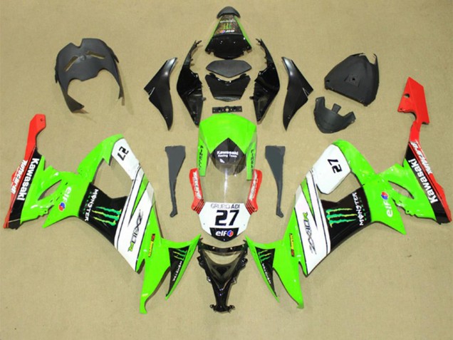 Carena Moto Kawasaki ZX10R 2008-2010 - Verde Bianco Rosso Nero Elf Verde Mostro Energy 27