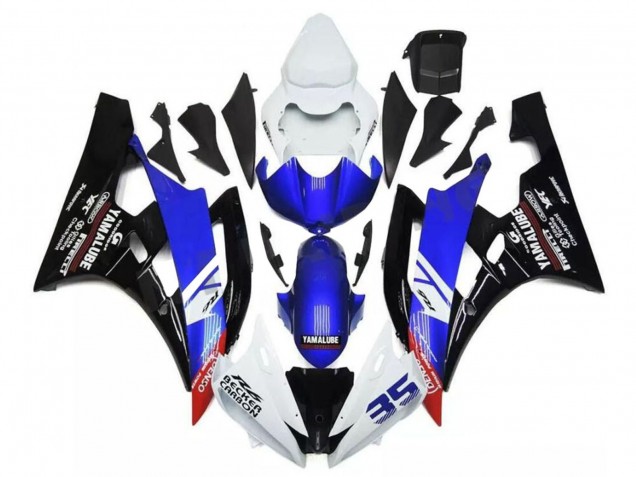 Carena Moto Yamaha YZF R6 2006-2007 - Bianco Blu Nero Lucido Yamalube Becker Carbon