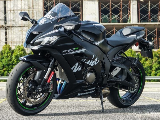 Carena Moto Kawasaki ZX10R 2011-2015 - Nero Opaco Bianco Verde Nevicare Decal