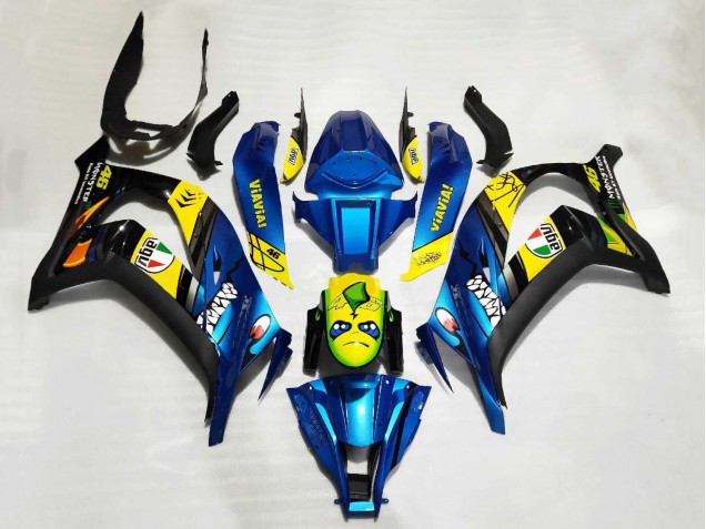 Carena Moto Kawasaki ZX10R 2011-2015 - Blu Giallo Nero Squalo