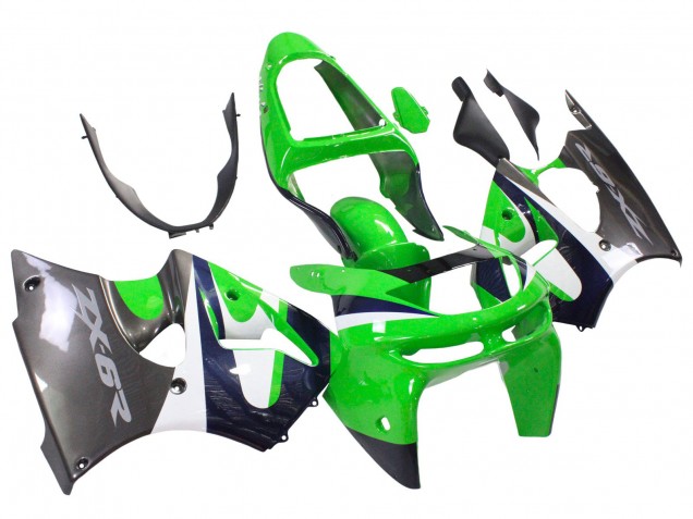 Carena Moto Kawasaki ZX6R 1998-1999 - Verde Bianco Blu Scuro Argento