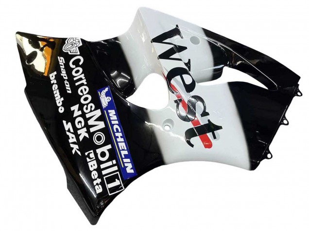 Carena Moto Kawasaki ZX6R 2000-2002 - Nero Lucido Bianco West Michelin
