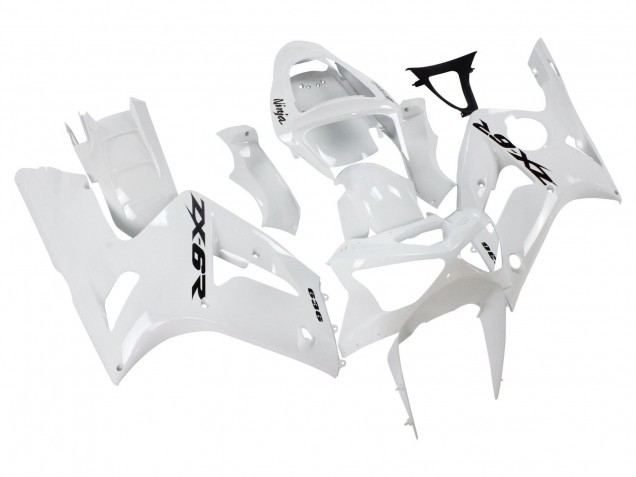 Carena Moto Kawasaki ZX6R 2003-2004 - Bianco Nero Decals
