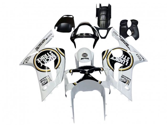 Carena Moto Kawasaki ZX6R 2003-2004 - Bianco Nero Motul Lucky Strike