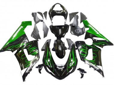 Carena Moto Kawasaki ZX6R 2005-2006 - Nero Lucido Verde Fiamma