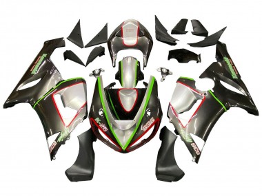 Carena Moto Kawasaki ZX6R 2005-2006 - Nero Argento Verde Rosso K-26