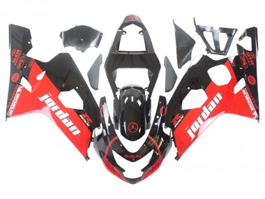 Carena Moto Suzuki GSXR 600 / GSXR 750 2004-2005 - Nero Lucido Rosso Jordan Michelin