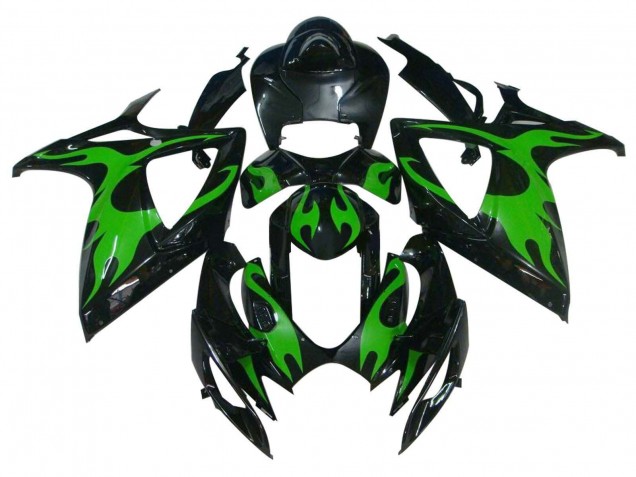 Carena Moto Suzuki GSXR 600 / GSXR 750 2004-2005 - Nero Lucido Verde Fiamma