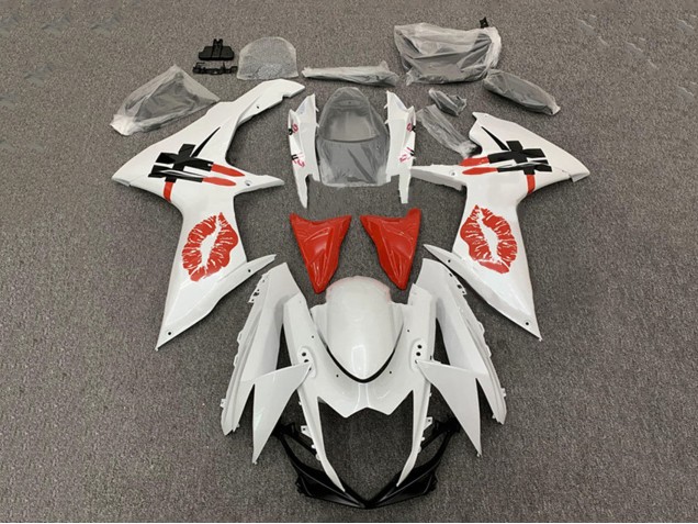 Carena Moto Suzuki GSXR 600 / GSXR 750 2008-2010 - Bianco Rosso Lipstick