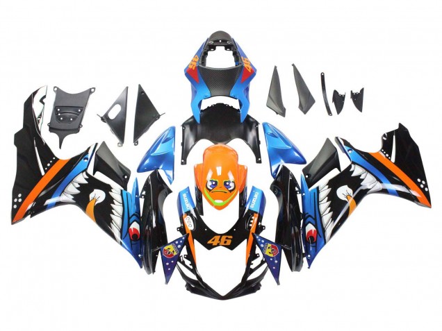 Carena Moto Suzuki GSXR 600 / GSXR 750 2011-2024 - Azzurro Chiaro Arancia Nero Bianco Squalo 46