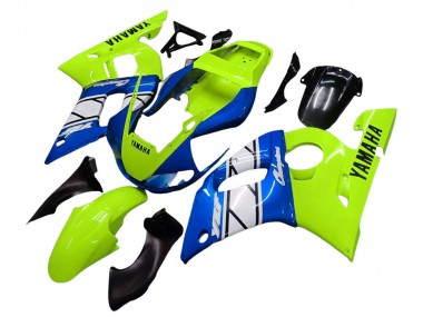 Carena Moto Yamaha YZF 600 R6 1998-2002 - Neon Verde Blu Bianco Champions