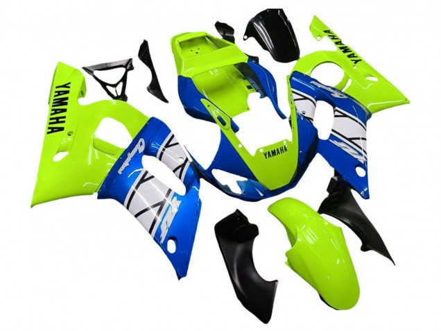 Carena Moto Yamaha YZF 600 R6 1998-2002 - Neon Verde Blu Bianco Champions