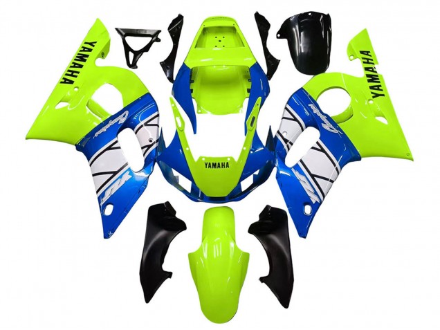 Carena Moto Yamaha YZF 600 R6 1998-2002 - Neon Verde Blu Bianco Champions