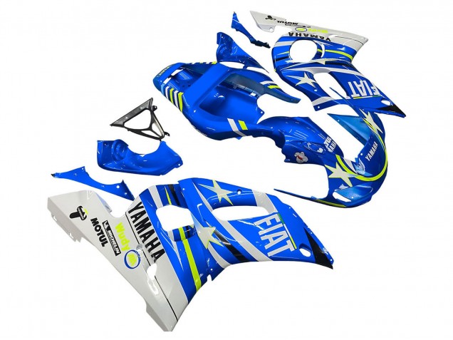Carena Moto Yamaha YZF 600 R6 1998-2002 - Bianco Blu Neon Giallo Fiat Motul Michelin