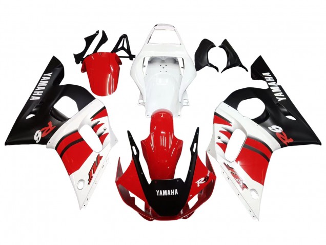 Carena Moto Yamaha YZF 600 R6 1998-2002 - Bianco Rosso Nero Lucido