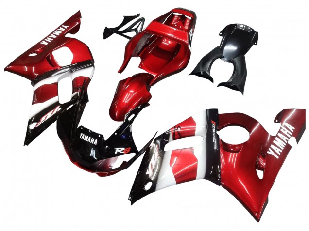 Carena Moto Yamaha YZF 600 R6 1998-2002 - Rosso Bianco Nero Lucido