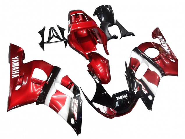 Carena Moto Yamaha YZF 600 R6 1998-2002 - Rosso Bianco Nero Lucido