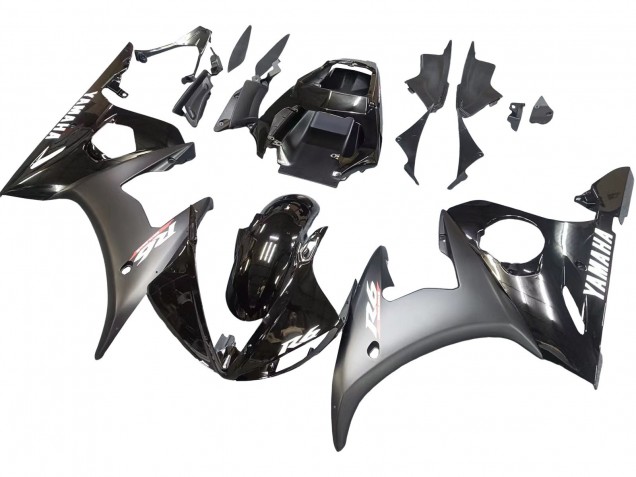 Carena Moto Yamaha YZF R6 2003-2004 - Nero Lucido Nero Opaco Bianco Decals