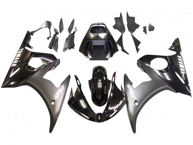 Carena Moto Yamaha YZF R6 2003-2004 - Nero Lucido Nero Opaco Bianco Decals