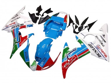 Carena Moto Yamaha YZF R6 2003-2004 - Bianco Blu Verde Rosso Kastinee Dunlop Motul