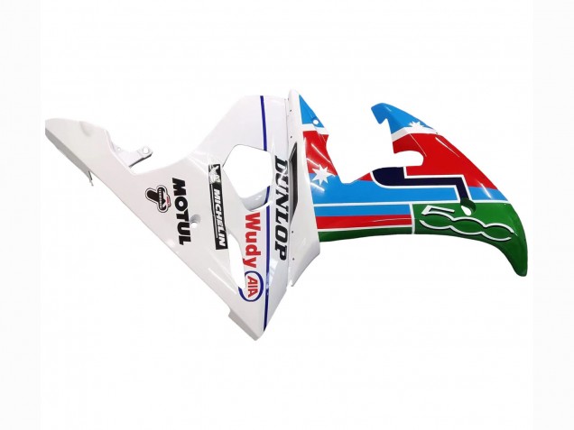 Carena Moto Yamaha YZF R6 2003-2004 - Bianco Blu Verde Rosso Kastinee Dunlop Motul