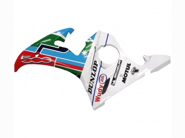 Carena Moto Yamaha YZF R6 2003-2004 - Bianco Blu Verde Rosso Kastinee Dunlop Motul