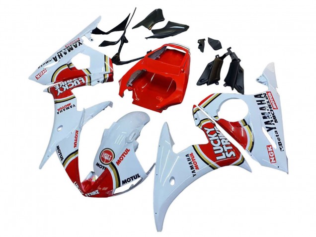 Carena Moto Yamaha YZF R6 2003-2004 - Bianco Rosso Lucky Strike Motul