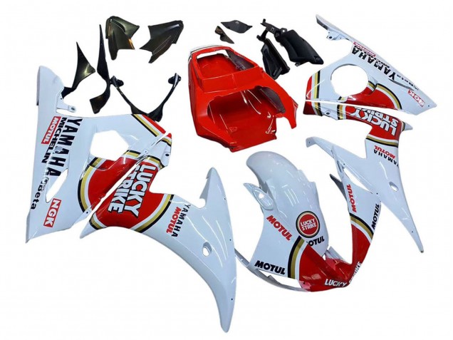 Carena Moto Yamaha YZF R6 2003-2004 - Bianco Rosso Lucky Strike Motul