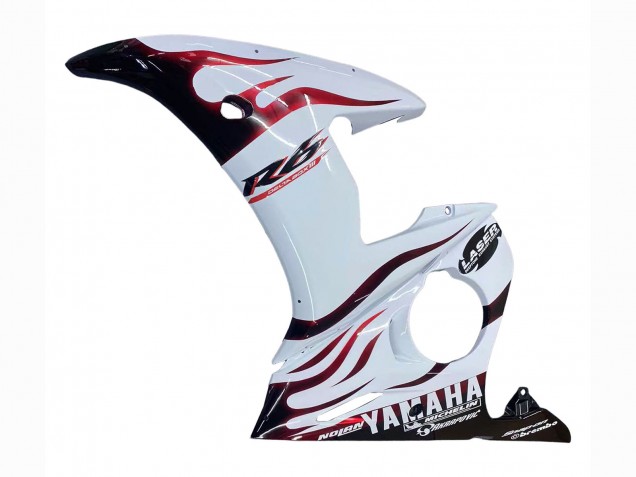 Carena Moto Yamaha YZF R6S 2006-2009 - Bianco Dark Nero Fiamma