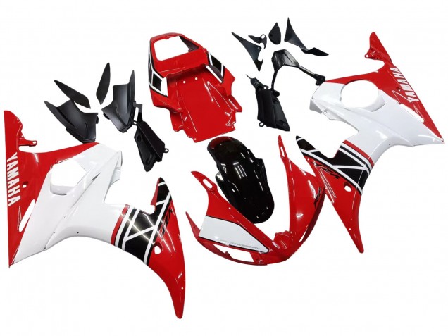 Carena Moto Yamaha YZF R6 2003-2004 - Bianco Rosso Nero Lucido