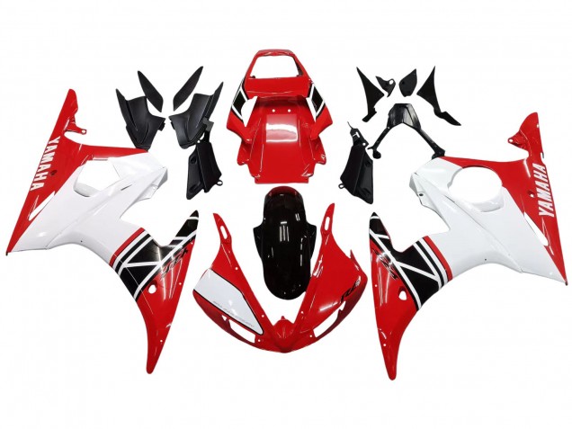 Carena Moto Yamaha YZF R6S 2006-2009 - Bianco Rosso Nero Lucido