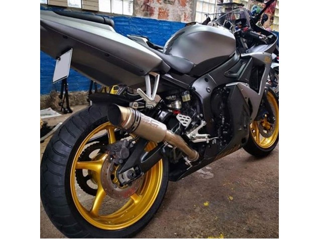 Carena Moto Yamaha YZF R6 2003-2004 - Grigio Opaco Nero Opaco Oro Decals