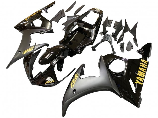 Carena Moto Yamaha YZF R6 2003-2004 - Nero Lucido Nero Opaco Oro Decals