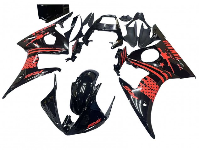 Carena Moto Yamaha YZF R6 2003-2004 - Nero Lucido Rosso
