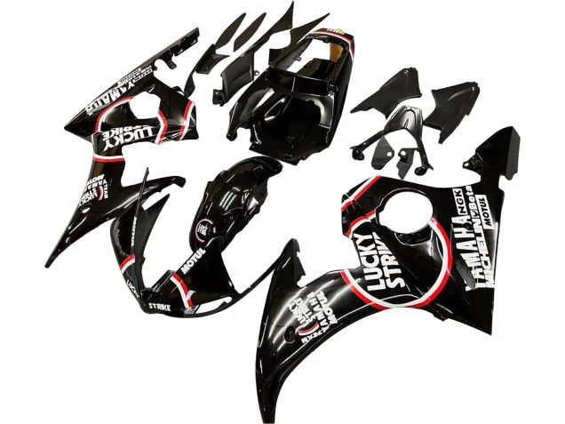 Carena Moto Yamaha YZF R6 2003-2004 - Nero Lucido Rosso Bianco Lucky Strike Motul