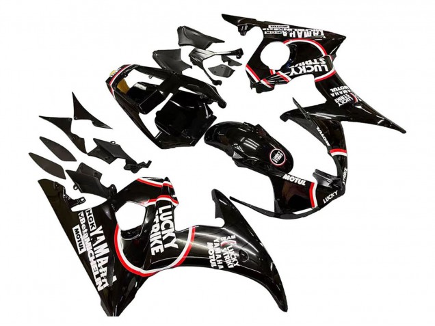 Carena Moto Yamaha YZF R6S 2006-2009 - Nero Lucido Rosso Bianco Lucky Strike Motul