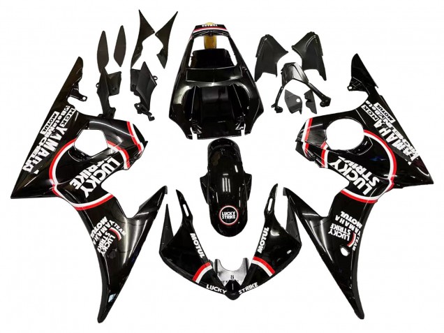 Carena Moto Yamaha YZF R6S 2006-2009 - Nero Lucido Rosso Bianco Lucky Strike Motul