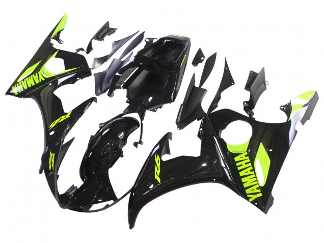 Carena Moto Yamaha YZF R6 2003-2004 - Nero Lucido Neon Giallo