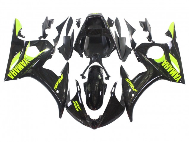 Carena Moto Yamaha YZF R6S 2006-2009 - Nero Lucido Neon Giallo