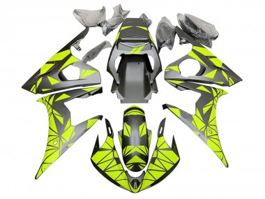 Carena Moto Yamaha YZF R6 2003-2004 - Neon Verde Nero Opaco Geometrico